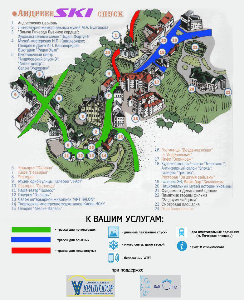 La bajada Andeevsky convertida en pistas de ski