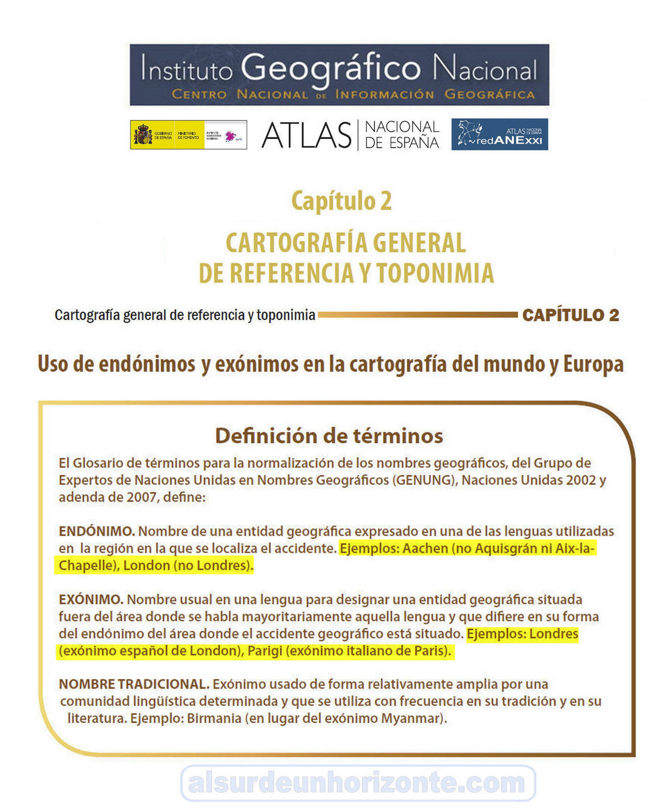 IGN-ANE Toponimia Endónimos y Exónimos